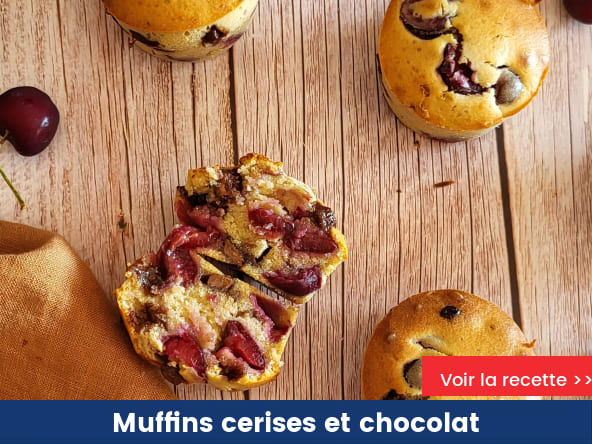 Muffins aux cerises et chocolat
